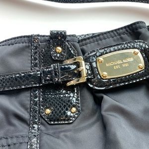 Michael Kors | Black & Gold Hamilton Python Satchel Purse